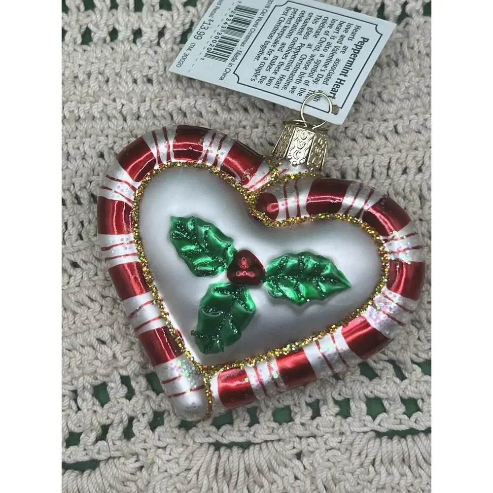 Old World Christmas Ornament-Peppermint Heart (Our First Christmas) NEW #30020‎